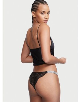 Panty Brazilian Negra con Tiras Brillantes