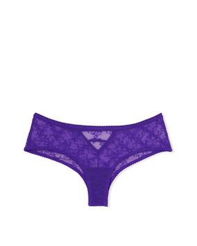 Panty Cheeky Con Rejilla y Logo Encaje Azul
