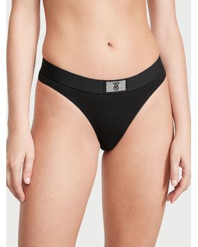 Panty Thong Con Logo Negro