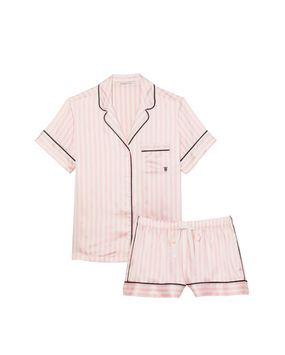 Pijama Short de Satén Rayas Icónicas