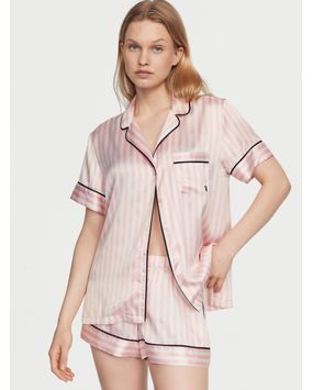 Pijama Short de Satén Rayas Icónicas