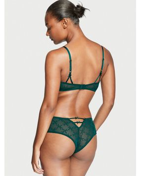 Panty Cheeky Con Rejilla y Logo Encaje Verde