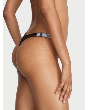 Panty Thong Con Tiras Brillantes Negro