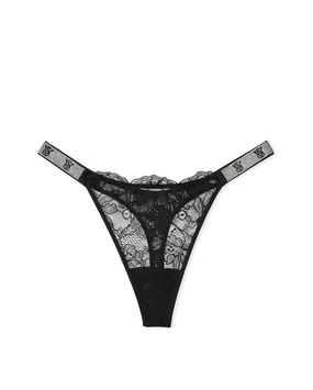 Panty Thong Con Tiras Brillantes Negro