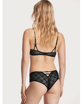 Panty Cheeky Con Rejilla y Logo Encaje Negro