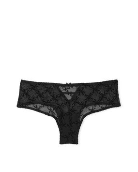 Panty Cheeky Con Rejilla y Logo Encaje Negro