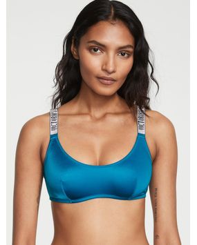 Bralette Con Tiras Brillantes Azul