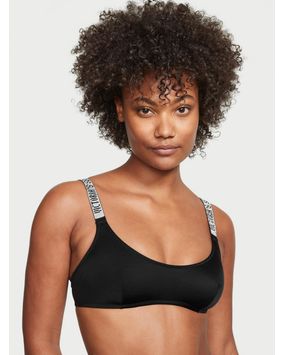 Bralette Con Tiras Brillantes Negro