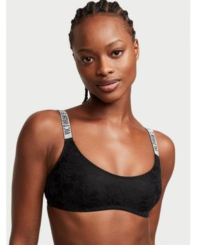 Bralette Con Tiras Brillantes Negro