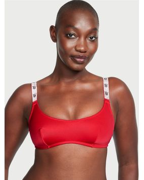 Bralette Con Tiras Brillantes Rojo