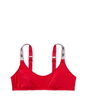 Bralette Con Tiras Brillantes Rojo