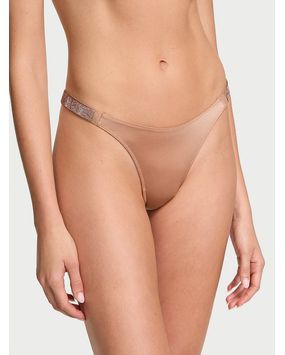 Panty Thong Con Tiras Brillantes Beige