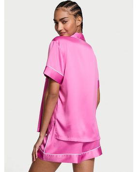 Pijama Short Satén Rosa