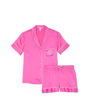 Pijama Short Satén Rosa