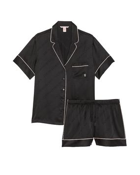 Pijama Short Satén Negro