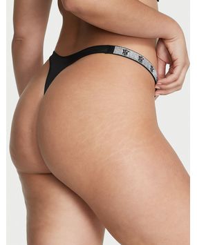 Panty Thong Con Tiras Brillantes Negro