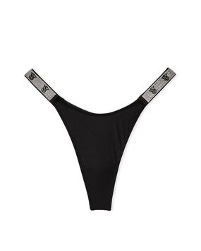 Panty Thong Con Tiras Brillantes Negro