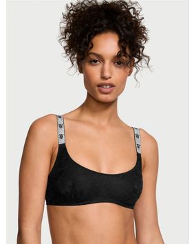 Bralette Con Tiras Brillantes Negro