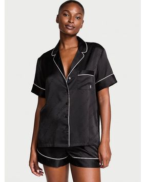 Pijama Short Satén Negro